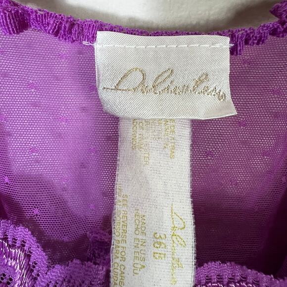 Vintage Delicates Lace Bodysuit Womens 36B Purple Sheer Scalloped Lingerie Y2K - Picture 2 of 5